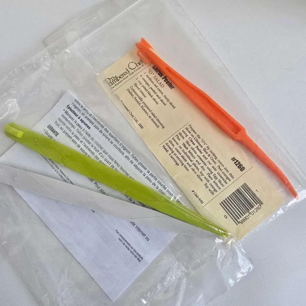 Pampered Chef Citrus &‎ Onion Peelers Set 3pc Orange Green White 1260 100265 NEW